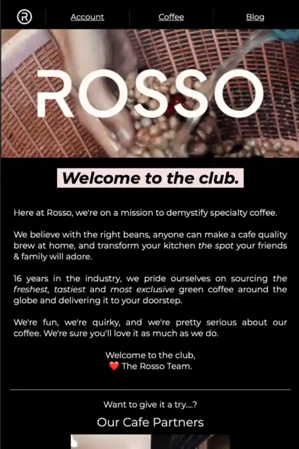 Rosso Email Welcome to Rosso